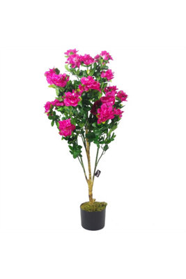 Dyzi 100Cm Artificial Azalea Plant With Dark Pink Flowers from B&Q