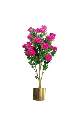 Dyzi 100Cm Artificial Azalea In Moss-Covered Pot With Bonus Metal Planter from B&Q