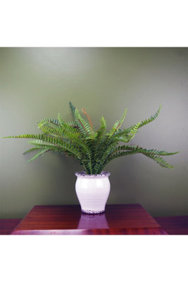 Dyzi 40Cm Artificial Bushy Fern In Decorative Ceramic Vase from B&Q