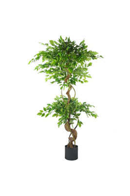 Dyzi 150Cm Premium Artificial Tree With Twisted Trunk And Metal Planter from B&Q