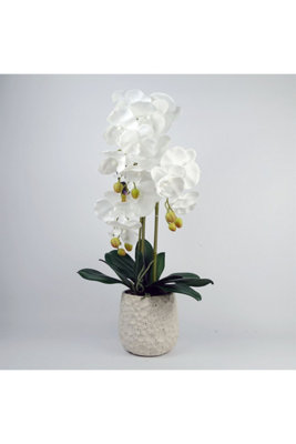 Dyzi 60Cm Pure White Artificial Orchid With Ceramic Planter from B&Q