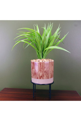 Dyzi 35Cm Artificial Grass Plant With Ceramic Planter And Metal Stand from B&Q