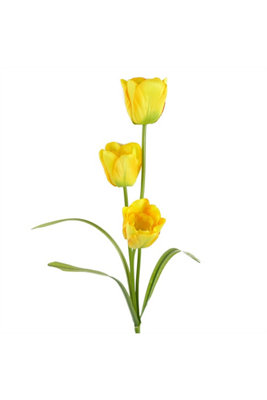 B&Q -  Artificial Tulip Flower Stem With Three Blooms 80Cm