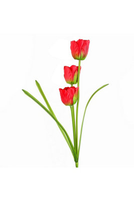 B&Q -  Artificial Tulip Flower Stem With Three Blooms 80Cm