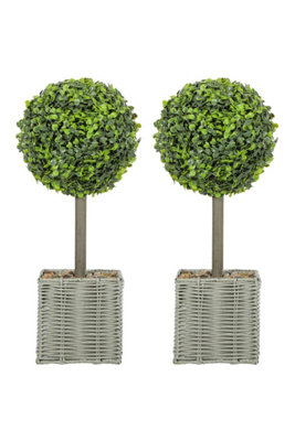 B&Q -  Set Of 2 Artificial Boxwood Topiary Plants 50Cm