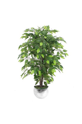 Dyzi Green Artificial Ficus Tree With Metal Planter 90Cm from B&Q