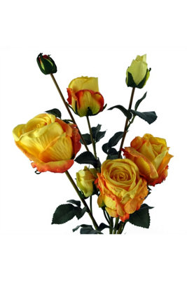 Dyzi Yellow Rose Artificial Flower Spray Bundle 60Cm from B&Q