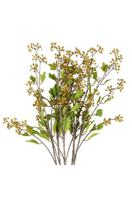Dyzi Pack Of 6 Yellow Berry Stems With Silk Leaves from B&Q