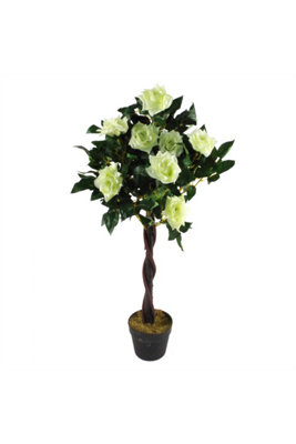 Dyzi White Artificial Cream Rose Tree Silk Flowers Indoor Decoration from B&Q