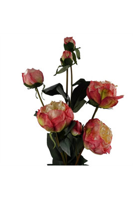Dyzi Pink Peony Artificial Flower Spray Bundle 55Cm from B&Q