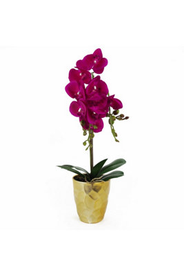 Dyzi Real Touch Artificial Orchid Plant In Decorative Pot from B&Q