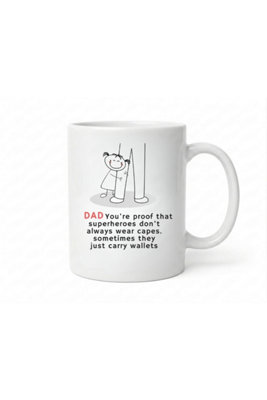 B&Q -  Dad Superhero Mug Proof Superheroes Dont Always Wear Capes Ceramic Cup