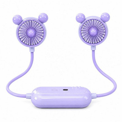 B&Q -  Portable Usb Rechargeable Neck Fan Hands Free 3 Speed Purple