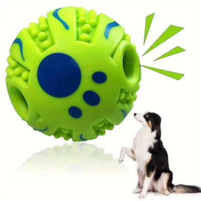 B&Q -  Interactive Dog Sound Ball Toy 8.8Cm Giggle Chew Ball Green
