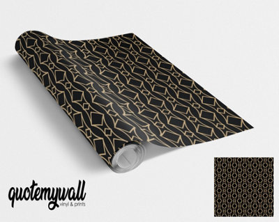 Quote My Wall Quotemywall Art Deco Geometric Gold Pattern Vinyl Wrap For Furniture & Kitchen Worktops from B&Q