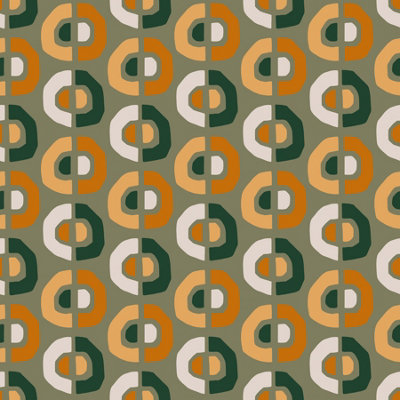 Quote My Wall Quotemywall Geometric Orange & Green Semi Circles Self Adhesive Vinyl For Furniture & Kitchen Worktops from B&Q