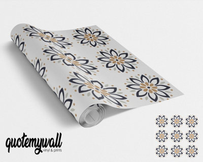 Quote My Wall Quotemywall Floral Dot Pattern Tile Wrap Adhesive Sticker For Furniture & Kitchen Worktops from B&Q