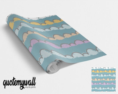 Quote My Wall Quotemywall Pastel Hand Drawn Clouds Pattern Vinyl Wrap For Furniture & Kitchen Worktops from B&Q