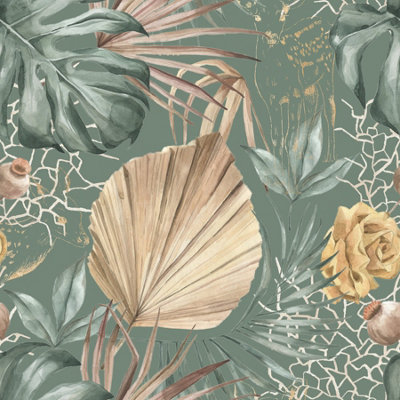 Quote My Wall Quotemywall Tropical Palm Spear Leaves Self Adhesive Vinyl For Furniture & Kitchen Worktops from B&Q