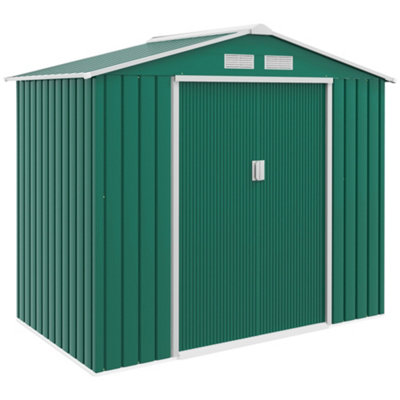 Chilli Seating Chilli 7 X 4Ft Metal Garden Shed, Outdoor Storage With Ventilation Slots, Foundation Kit And Lockable Double Doors, Green-28730 