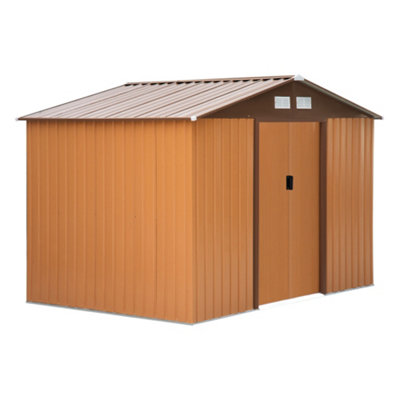 Chilli Seating Chilli 9 X 6Ft Metal Garden Shed, Outdoor Storage With Ventilation Slots, Foundation Kit And Lockable Double Doors, Yellow