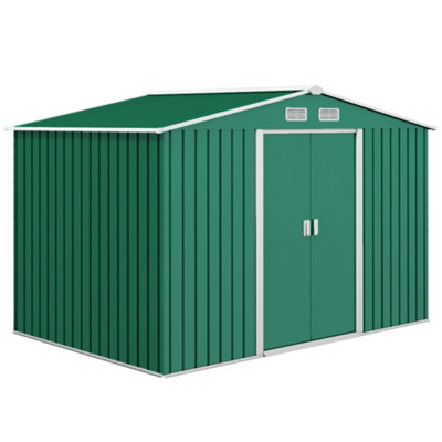 Chilli Seating Chilli 9 X 6Ft Metal Garden Shed, Outdoor Storage To With Ventilation Slots, Foundation Kit And Lockable Double Doors, Green