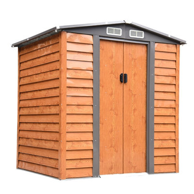 Chilli Seating Chilli 6.5 X 5Ft Garden Shed, Metal Storage Tool House Gardening Tool Storage With Shutter Vents, Brown