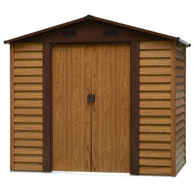 Chilli Seating Chilli 8 X 6Ft Garden Metal Storage Shed House Hut Gardening Tool Storage With Kit And Ventilation, Brown