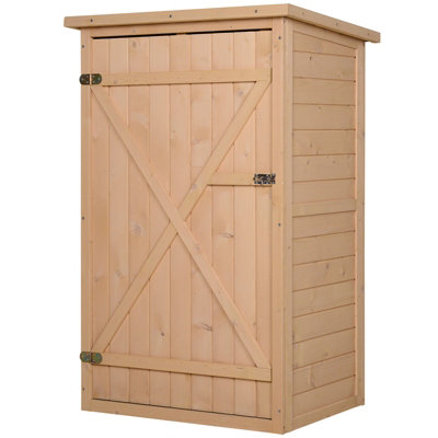 Chilli Seating Chilli Garden Shed Wooden Garden Storage Shed Fir Wood Tool Cabinet Organiser With Shelves 75L X 56W X115Hcm Natural