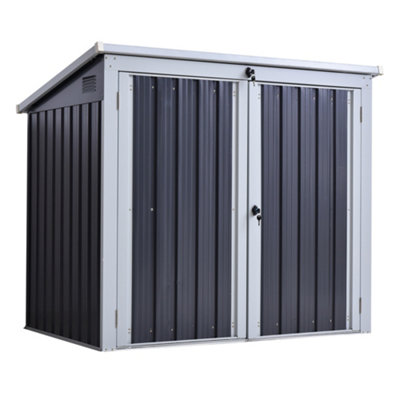 Chilli Seating Chilli 3.2 X 5.1Ft Corrugated Steel Two-Bin Storage Shelter - Black