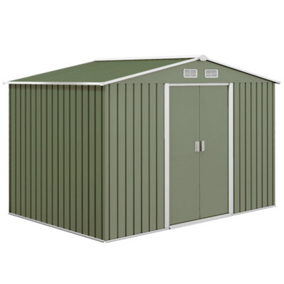 Chilli Seating Chilli 9 X 6Ft Metal Garden ShedOutdoor Storage With Ventilation SlotsFoundation Kit And Lockable Double DoorsLight Green from B&Q