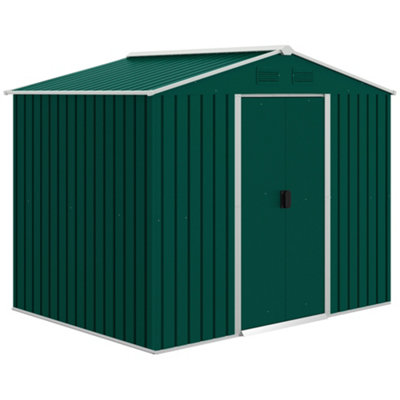 Chilli Seating Chilli 7.7 X 5.7Ft Metal Garden Shed With Ventilation Slots And Sliding DoorsGalvanised Outdoor Tool Storage HouseGreen from B&Q