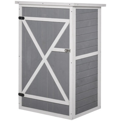 Chilli Seating Chilli Garden Shed Wooden Garden Storage Shed Fir Wood Tool Cabinet Organiser With Shelves 75L X 56W X115Hcm Grey