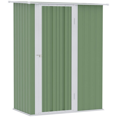 Chilli Seating Chilli 5Ft X 3Ft Garden Metal Storage Shed, Outdoor Tool Shed With Sloped Roof, Lockable Door For Tools, Equipment, Light Green