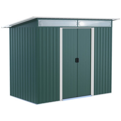 Chilli Seating Chilli Metal Garden Storage Shed, Tool Storage House With Double Sliding Doors And Lightsky Panels, 8.5 X 4Ft