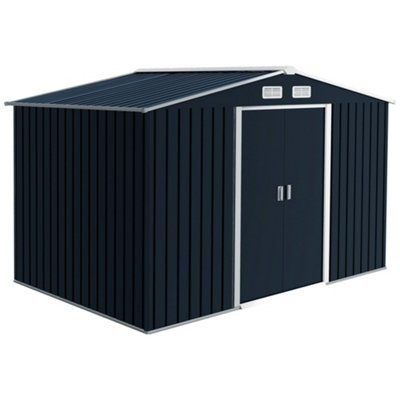 Chilli Seating Chilli 9 X 6Ft Metal Garden Shed, Outdoor Storage With Ventilation Slots, Foundation Kit And Lockable Double Doors, Dark Grey