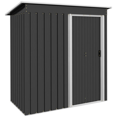 Chilli Seating Chilli 5 X 3Ft Garden Storage Shed With Sliding Door And Sloped Roof Outdoor Equipment Tool Backyard, Black