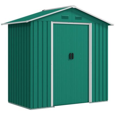 Chilli Seating Chilli 6.5Ft X 3.5Ft Metal Garden Storage Shed For Outdoor Tool Storage With Double Sliding Doors And 4 Vents, Green