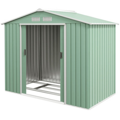 Chilli Seating Chilli 7 X 4Ft Metal Garden ShedOutdoor Storage With Ventilation SlotsFoundation Kit And Lockable Double DoorsLight Green from B&Q