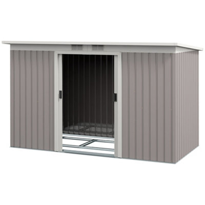 Chilli Seating Chilli Corrugated Garden Metal Storage Shed Outdoor Equipment Tool Box With Kit Ventilation Doors 9X 4Ft Light Grey