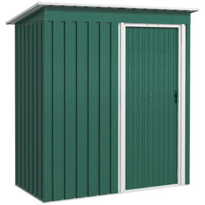 Chilli Seating Chilli 5 X 3Ft Garden Storage Shed With Sliding Door And Sloped Roof Outdoor Equipment Tool Garden, Green