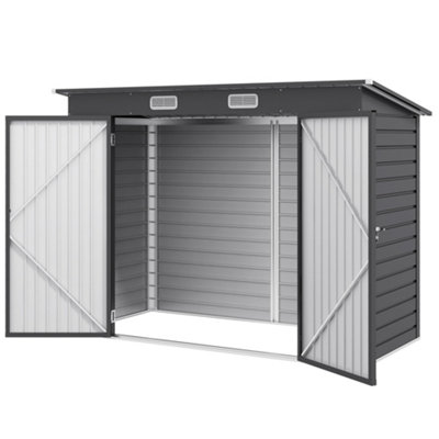 Chilli Seating Chilli 3.7 X 7.9Ft Galvanised Steel Shed, With Latched Door And Padlock - Grey