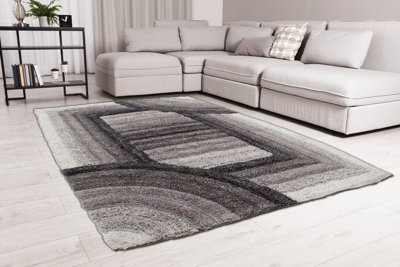 Ds Living Ultra Plush Trellis Charcoal Rug from B&Q