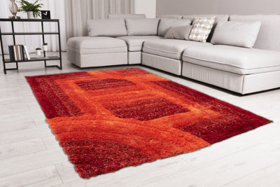Ds Living Ultra Plush Trellis Red Rug from B&Q