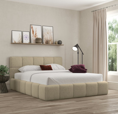 Ds Living Ovella Cubed Upholstered Boucle Latte Bed from B&Q