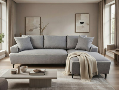 DS Living The Milano Edge 3 Seater Left Hand Corner Sofa In Grey Or Beige from B&Q
