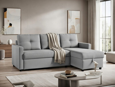 DS Living The Savona 3 Seater Storage Sofa In Grey Or Silver from B&Q