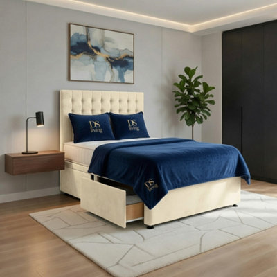 DS Living Casia Cream Drawer BedDivan Bed Frame from B&Q