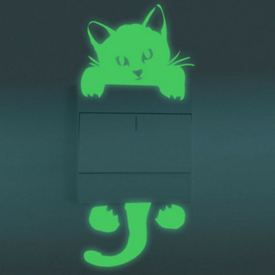 Glow In The Dark Walplus Wall Sticker Glowing Cat Decals Art Diy Cute Kids Room Glow In Dark Stickers Stock Clearance from B&Q