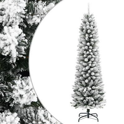 Berkfield Artificial Slim Christmas Tree With Flocked Snow 210 Cm Pvc&pe